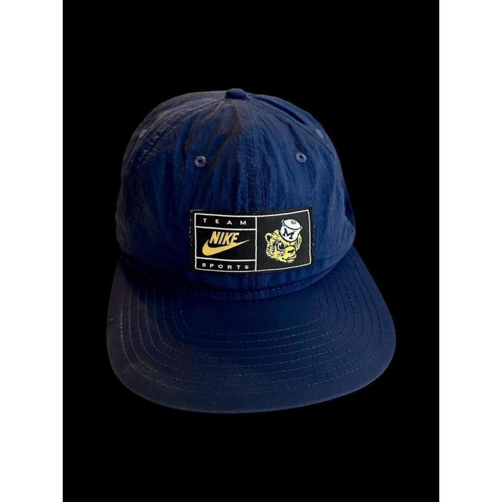 Nike Michigan Wolverines Snapback Hat Cap 2000s Navy Blue Swoosh One Sz